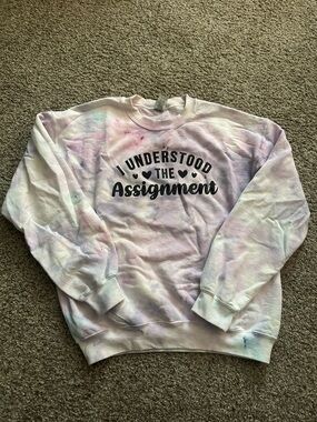 Gildan Pastel Tie-Dye Crewneck Sweatshirt with Black Text